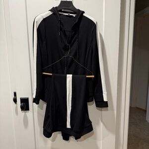 2 pc Chicos jogging suit in black and white